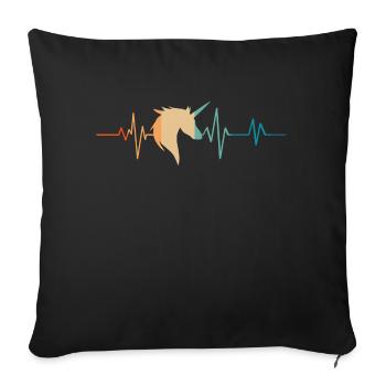 Battement de coeur rétro licorne - Housse de coussin décorative 45 x 45 cm - noir - Devant