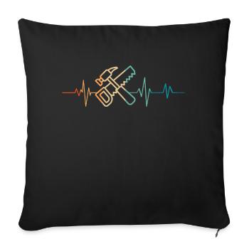 Retro Carpenter Heartbeat - Sofa pillowcase 17,3'' x 17,3'' (45 x 45 cm) - black - Front