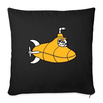 sous-marin oiseau canard capitaine poussin mignon bande dessinée dessin animé - Housse de coussin décorative 45 x 45 cm - noir - Devant