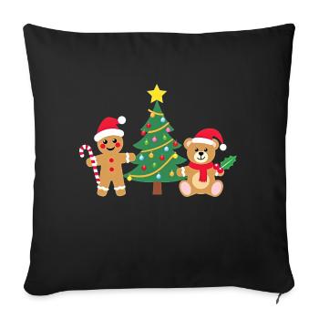 Cute Little Santa's Friends Christmas Tree - Sofa pillowcase 17,3'' x 17,3'' (45 x 45 cm) - black - Front