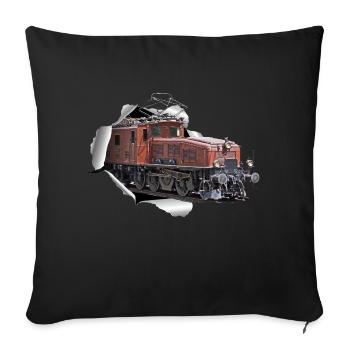 SBB Crocodile CE6 8 breaks through paper - Sofa pillowcase 17,3'' x 17,3'' (45 x 45 cm) - black - Front