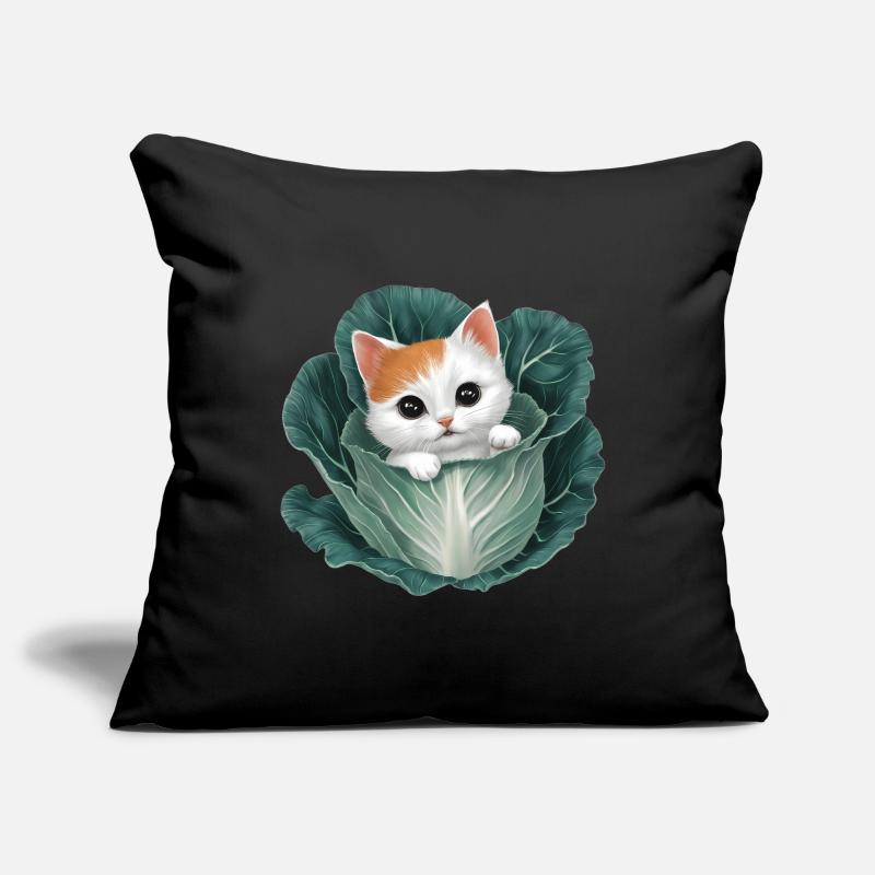 Kitten Peeking from Cabbage Leaf Sofa pillowcase 17,3'' x 17,3'' (45 x 45 cm)