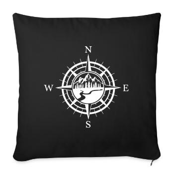 Mountains - Adventure Awaits - Sofa pillowcase 17,3'' x 17,3'' (45 x 45 cm) - black - Front