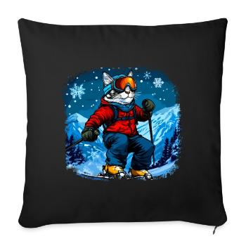 Cat Skis - Housse de coussin décorative 45 x 45 cm - noir - Devant