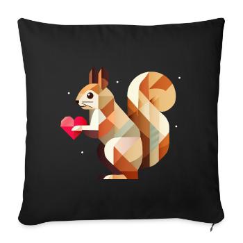 Écureuil avec du cœur – Aimer pour la Saint-Valentin - Housse de coussin décorative 45 x 45 cm - noir - Devant