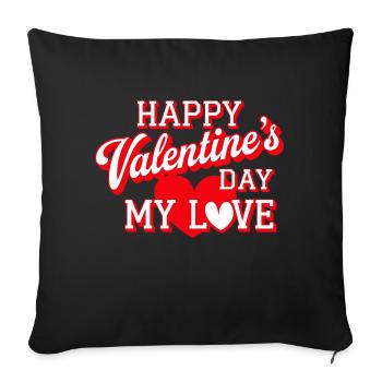 Joyeuse Saint Valentin mon amour cadeau pour elle - Housse de coussin décorative 45 x 45 cm - noir - Devant