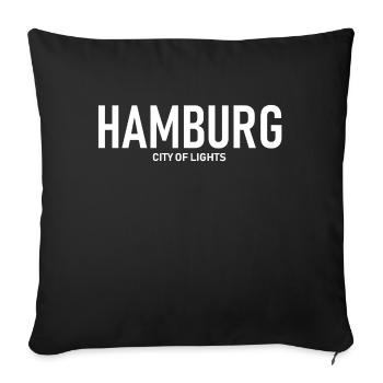 Hamburg - City of Lights - Alster - Elbe - Hafen - Sofakissenbezug 45 x 45 cm - Schwarz - Vorne