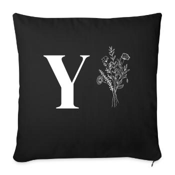 Lette y fleurs minimalistes - Housse de coussin décorative 45 x 45 cm - noir - Devant