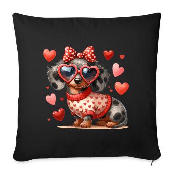 Dackel Dackelliebe Hund Vierbeiner Hundeliebhaber - Sofakissenbezug 45 x 45 cm - Schwarz - Vorne
