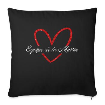 Red Glitter Heart Bride Team - Sofa pillowcase 17,3'' x 17,3'' (45 x 45 cm) - black - Front