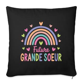 Future Grande Sœur – Annonce de Grossesse - Housse de coussin décorative 45 x 45 cm - noir - Devant