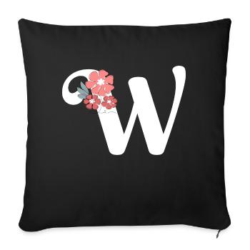 Letter w Minimalist Flowers - Sofa pillowcase 17,3'' x 17,3'' (45 x 45 cm) - black - Front