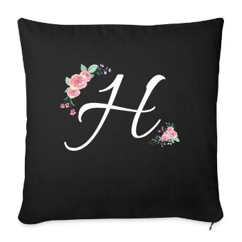 Letter h flowers - Sofa pillowcase 17,3'' x 17,3'' (45 x 45 cm) - black - Front