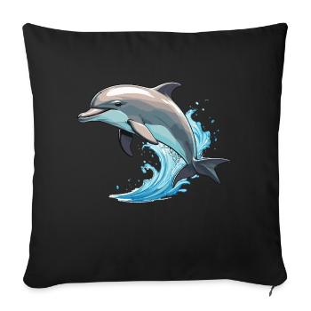 Dauphin - Mignon Ocean Pet Design - Housse de coussin décorative 45 x 45 cm - noir - Devant