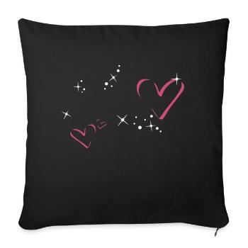 Cadre à paillettes coeurs - Housse de coussin décorative 45 x 45 cm - noir - Devant
