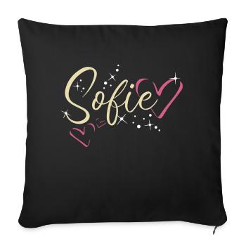 Sofie Name Vorname Kalligrafieherz - Sofakissenbezug 45 x 45 cm - Schwarz - Vorne
