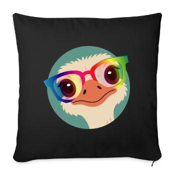 Bouquet avec des lunettes arc-en-ciel – Motif animalier effronté - Housse de coussin décorative 45 x 45 cm - noir - Devant