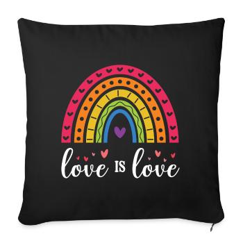 Mois de la fierté LGBT - Love is Love - Housse de coussin décorative 45 x 45 cm - noir - Devant
