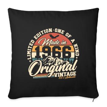 1966 Vintage Vintage Rétro Cadeau d’anniversaire - Housse de coussin décorative 45 x 45 cm - noir - Devant