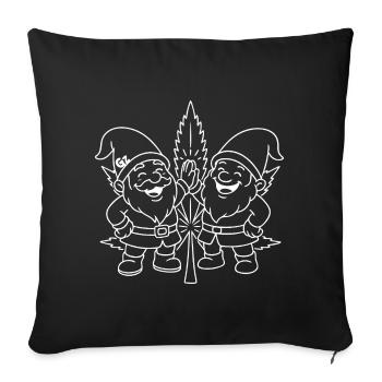 Zwergenfreunde mit Cannabisblatt - Sofakissenbezug 45 x 45 cm - Schwarz - Vorne