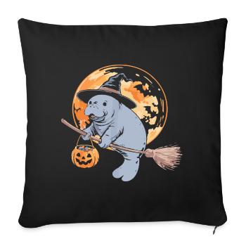 Whimsical Hippo Witch Halloween Design - Sofa pillowcase 17,3'' x 17,3'' (45 x 45 cm) - black - Front