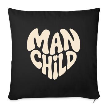 Homme et enfant en forme de cœur - Housse de coussin décorative 45 x 45 cm - noir - Devant