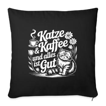Cat and coffee motif for cat lovers - Sofa pillowcase 17,3'' x 17,3'' (45 x 45 cm) - black - Front