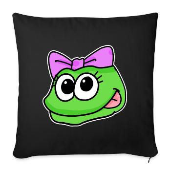 tête de fille grenouille tête d'animal - Housse de coussin décorative 45 x 45 cm - noir - Devant