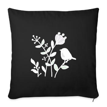 Natur_mit_Vogel_weiss - Housse de coussin décorative 45 x 45 cm - noir - Devant