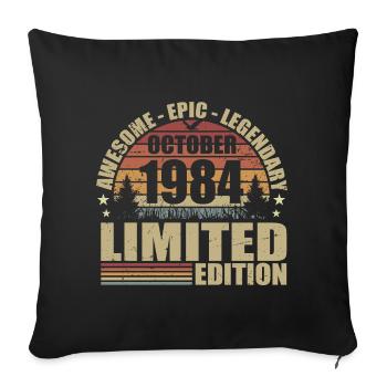 41st Retro Anniversary October 1984 - October 1984 - Sofa pillowcase 17,3'' x 17,3'' (45 x 45 cm) - black - Front