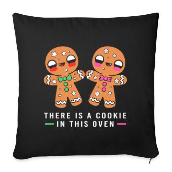 Grossesse Naissance Pain d’épices Noël - Housse de coussin décorative 45 x 45 cm - noir - Devant