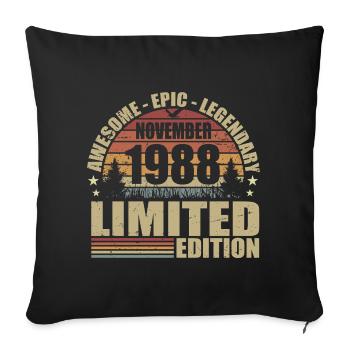 Novembre 1988 Édition Limitée Rétro Novembre 1988 - Housse de coussin décorative 45 x 45 cm - noir - Devant