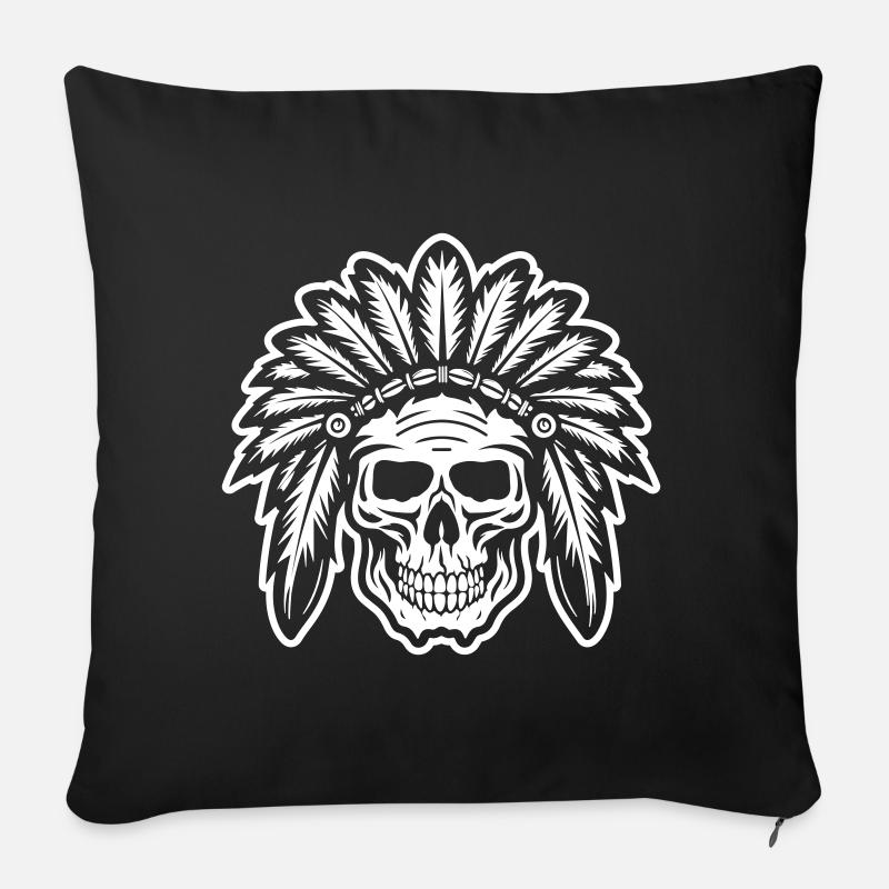 Indianer Totenkopf Häuptling - Sofakissenbezug 45 x 45 cm - Schwarz