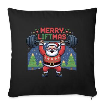 Le Père Noël Pixel soulève des poids - Housse de coussin décorative 45 x 45 cm - noir - Devant