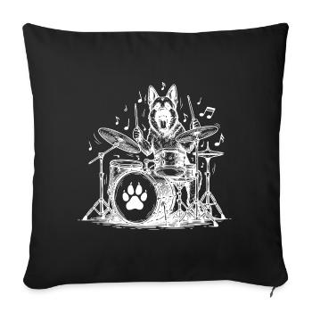 German Shepherd Drummer - Sofa pillowcase 17,3'' x 17,3'' (45 x 45 cm) - black - Front