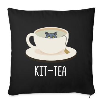 Chat drôle Kit-Tea Chat Chat britannique à poil court drôle - Housse de coussin décorative 45 x 45 cm - noir - Devant
