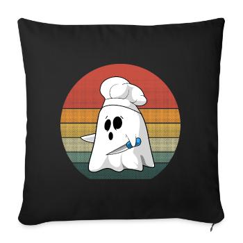 Costume de chef fantôme rétro pour un plaisir effrayant d’Halloween - Housse de coussin décorative 45 x 45 cm - noir - Devant