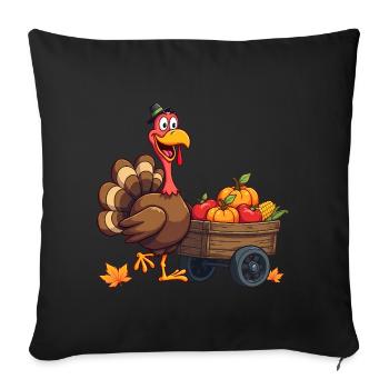 Thanksgiving Drôle Dinde de Thanksgiving - Housse de coussin décorative 45 x 45 cm - noir - Devant
