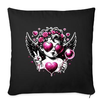 Happy Valentines Day Love Party Lgbt Pride Angel - Sofa pillowcase 17,3'' x 17,3'' (45 x 45 cm) - black - Front