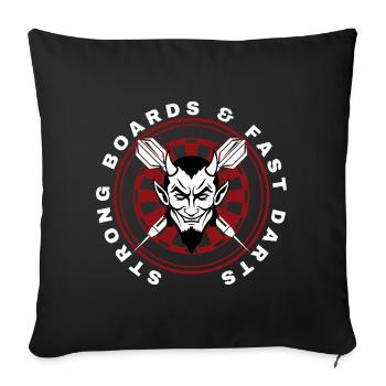DARTS, DARTBOARD AND DEVIL - Sofa pillowcase 17,3'' x 17,3'' (45 x 45 cm) - black - Front