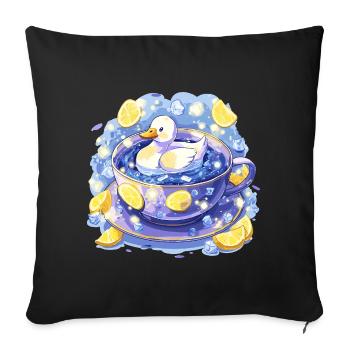Lemon duck in a tea mug - Sofa pillowcase 17,3'' x 17,3'' (45 x 45 cm) - black - Front