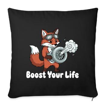 Fuchs mit Jetbike Boost - Sofakissenbezug 45 x 45 cm - Schwarz - Vorne