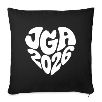 JGA 2026 Herzform - Sofakissenbezug 45 x 45 cm - Schwarz - Vorne