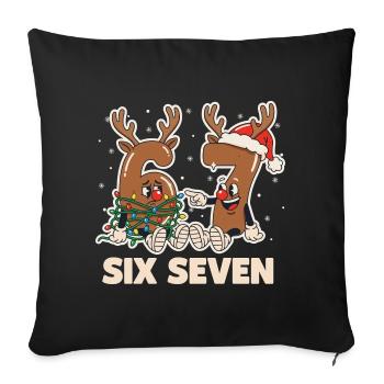 67 Six Seven 6-7 Joyeux Noël Père Noël Drôle - Housse de coussin décorative 45 x 45 cm - noir - Devant
