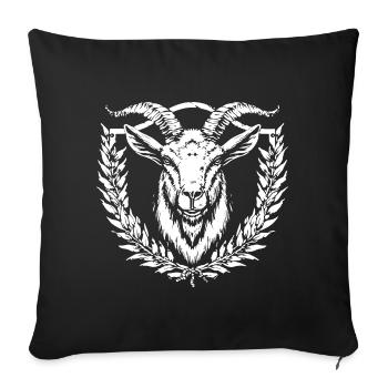 Tête de chèvre avec couronne de laurier - Housse de coussin décorative 45 x 45 cm - noir - Devant