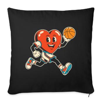 Basketball Heart Mascot Sprint - Sofa pillowcase 17,3'' x 17,3'' (45 x 45 cm) - black - Front