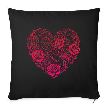 Heart Romantic Dragon Roses And Love - Sofa pillowcase 17,3'' x 17,3'' (45 x 45 cm) - black - Front