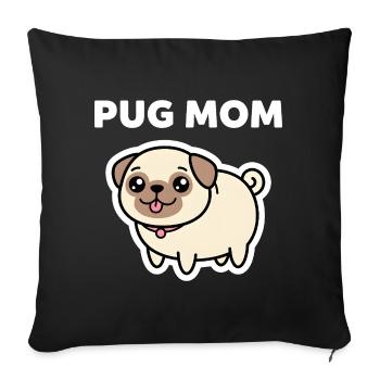 Süßes Mops-Mama-Hundeliebhaber-Design - Sofakissenbezug 45 x 45 cm - Schwarz - Vorne
