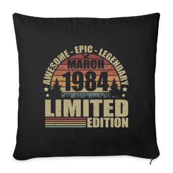 Vintage März 1984 Jubiläum – März 1984 - Sofakissenbezug 45 x 45 cm - Schwarz - Vorne