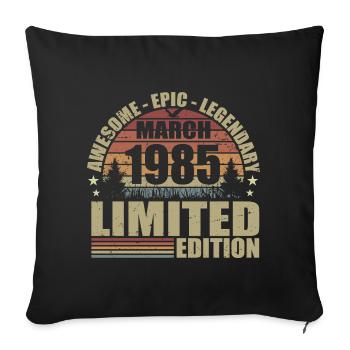 Vintage März 1985 Jubiläum – März 1985 - Sofakissenbezug 45 x 45 cm - Schwarz - Vorne